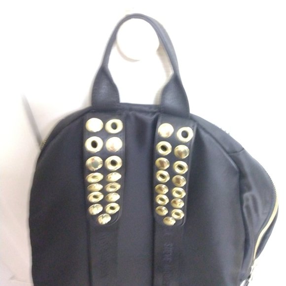 ❤️Amazing STEVE MADDEN Black Nylon Gold Studded Backpack Purse - Picture 3 of 7